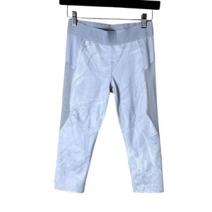 ABERCROMBIE & FITCH White & grey swirl pattern mesh inset crop leggings size XS
